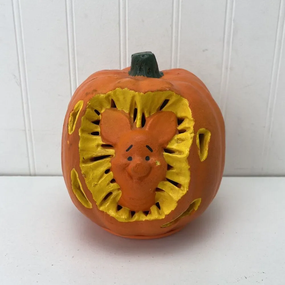 Pumpkin Winnie the Pooh Piglet Light Up Foam Jack O Lantern 1999 Disney Electric